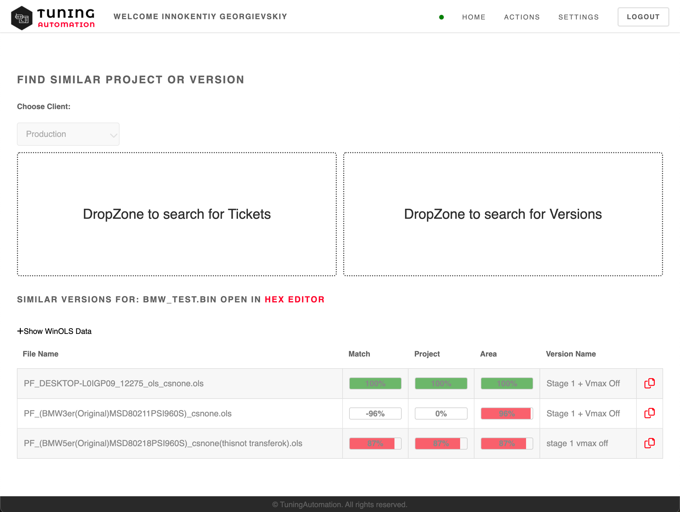Tuning Automation File Check UI